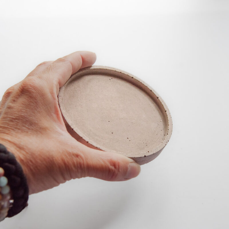 sous-pot plante, 4 pouces, sous verre en béton rosé